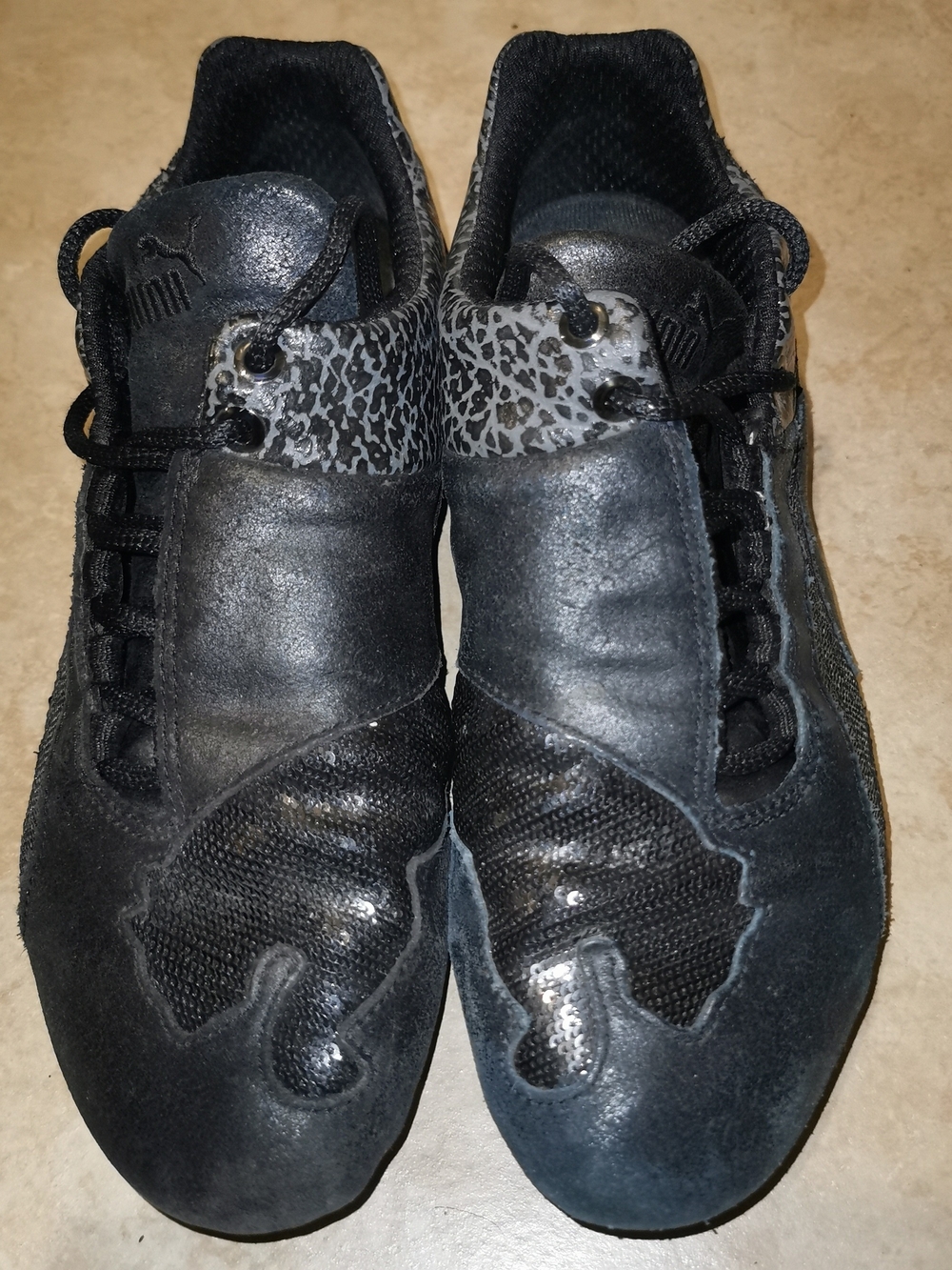 Puma Women's Sequin Genuine Leather Leopard Sneakers